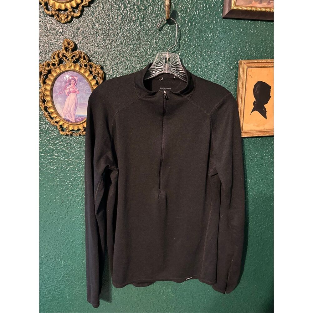 Patagonia Mens Weight Capilene 2 Baselayer Quarter Zip Pullover Size Medium Blac